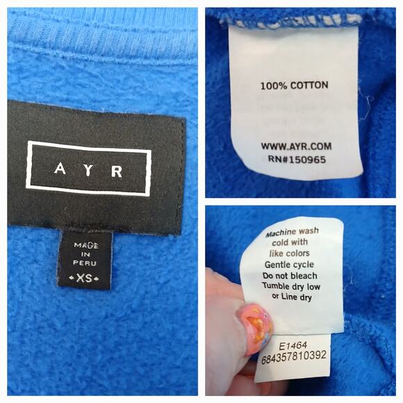 AYR All Year Round SZ XS The Sweatshirt Blue Sweatshirt Blue Embroidered Cotton - Picture 5 of 6